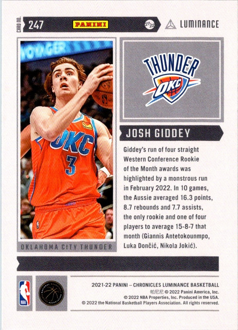 2021 Panini Chronicles Josh Giddey
