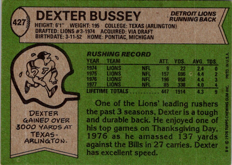1978 Topps Dexter Bussey