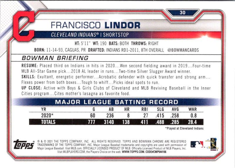 2021 Bowman Francisco Lindor