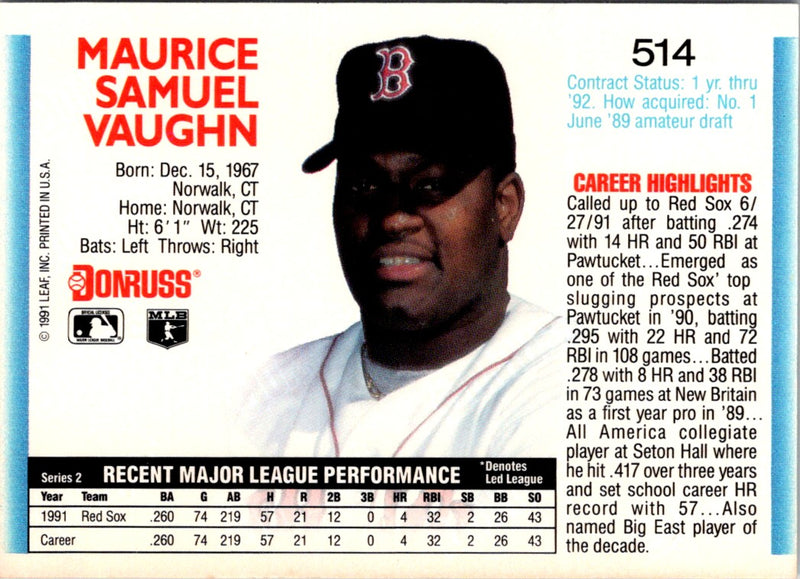 1992 Donruss Mo Vaughn