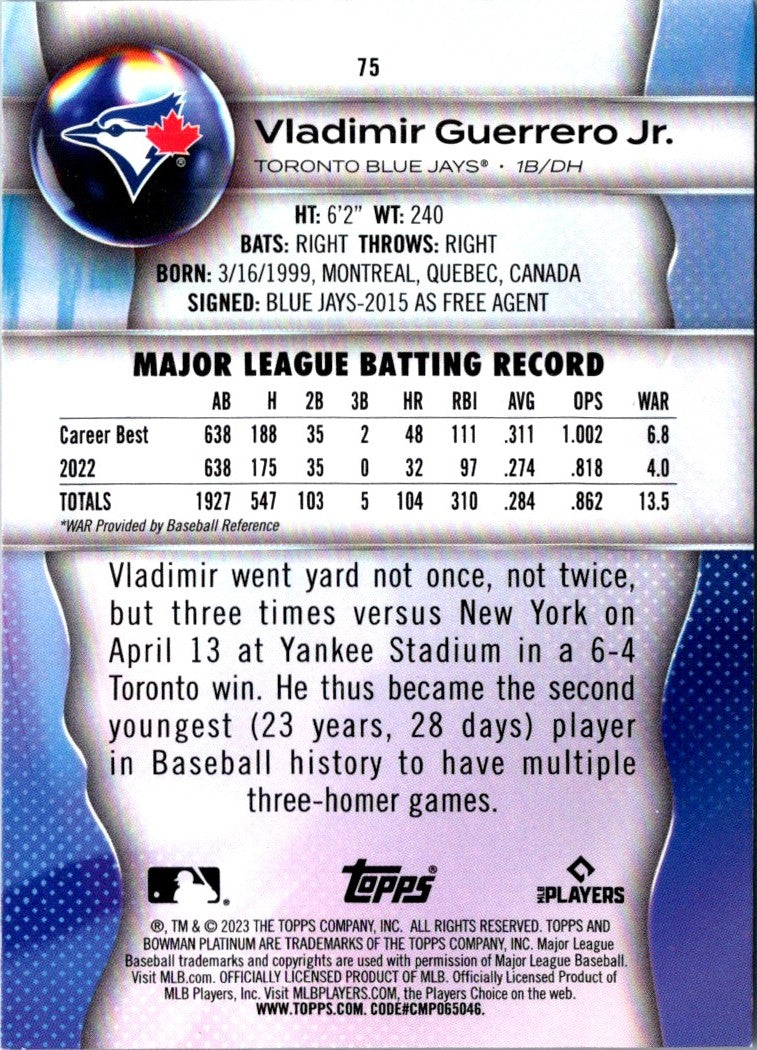 2023 Bowman Platinum Vladimir Guerrero Jr.