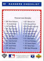 1993 Upper Deck Juan Gonzalez #831