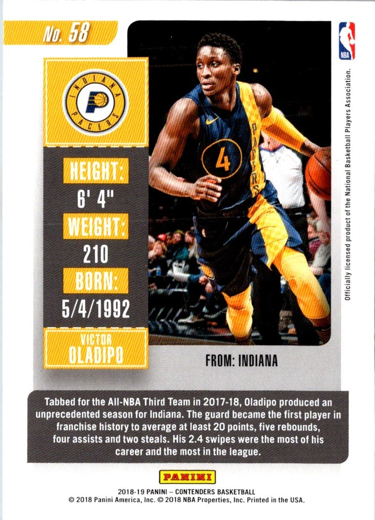 2018 Panini Contenders Game Ticket Green Victor Oladipo