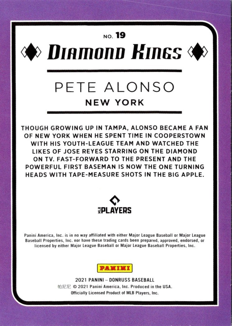 2021 Donruss Holo Purple Pete Alonso