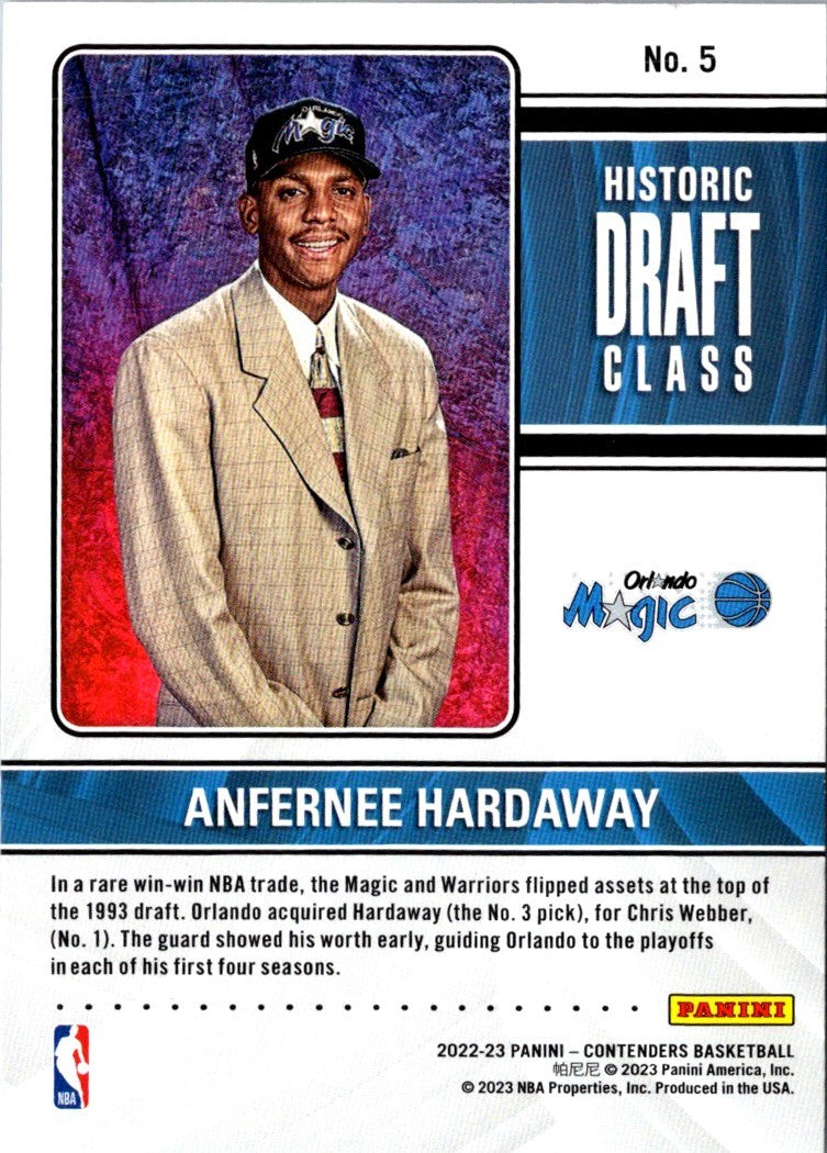 2022 Panini Contenders Historic Draft Class Anfernee Hardaway