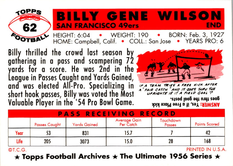 1994 Topps Archives 1956 Billy Wilson
