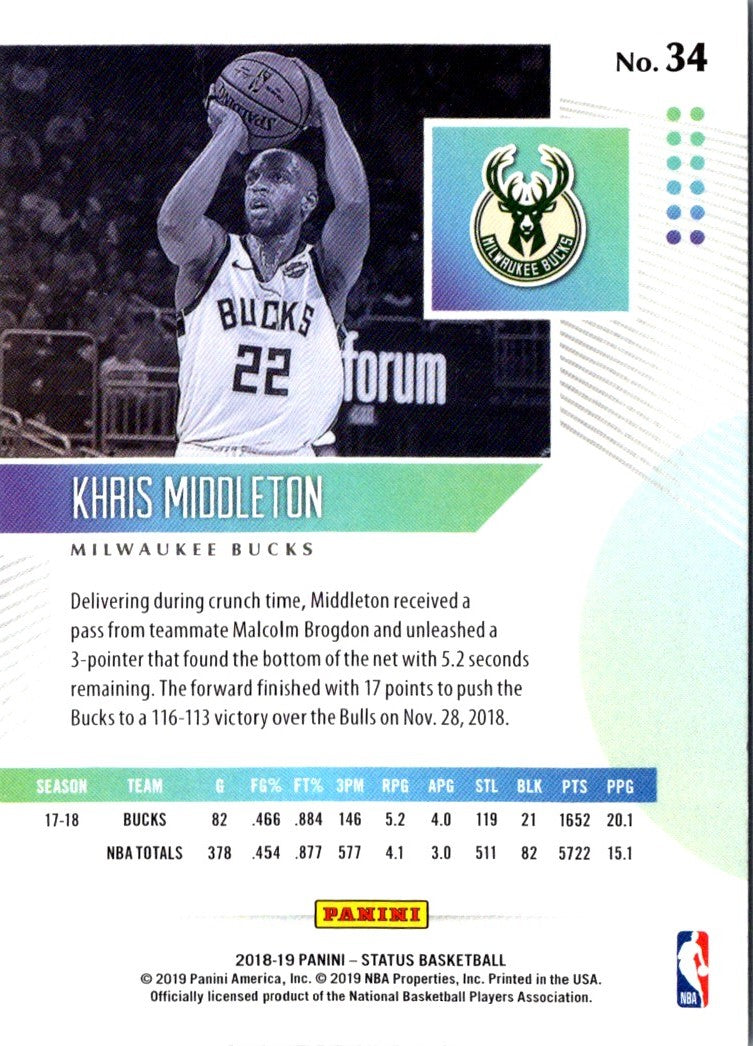 2019 Panini Certified Gold Team Khris Middleton