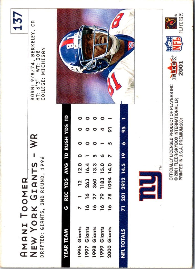 2001 Fleer Premium Amani Toomer