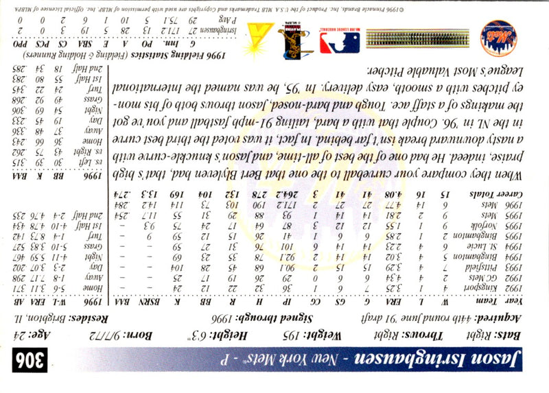 1997 Score Jason Isringhausen