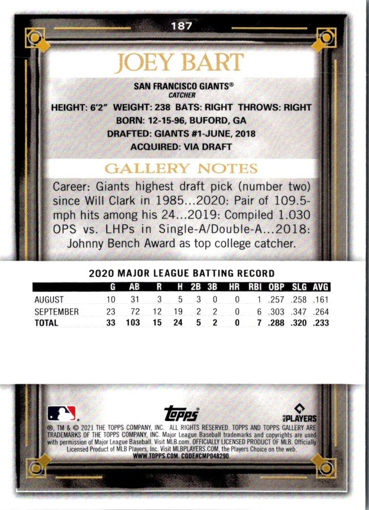 2021 Topps Gallery Printer Proof Joey Bart