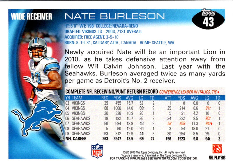 2010 Topps Nate Burleson