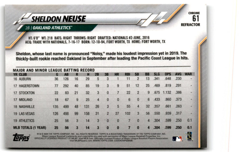 2020 Topps Chrome Sheldon Neuse