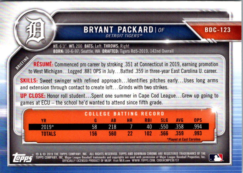 2019 Bowman Draft Chrome Bryant Packard