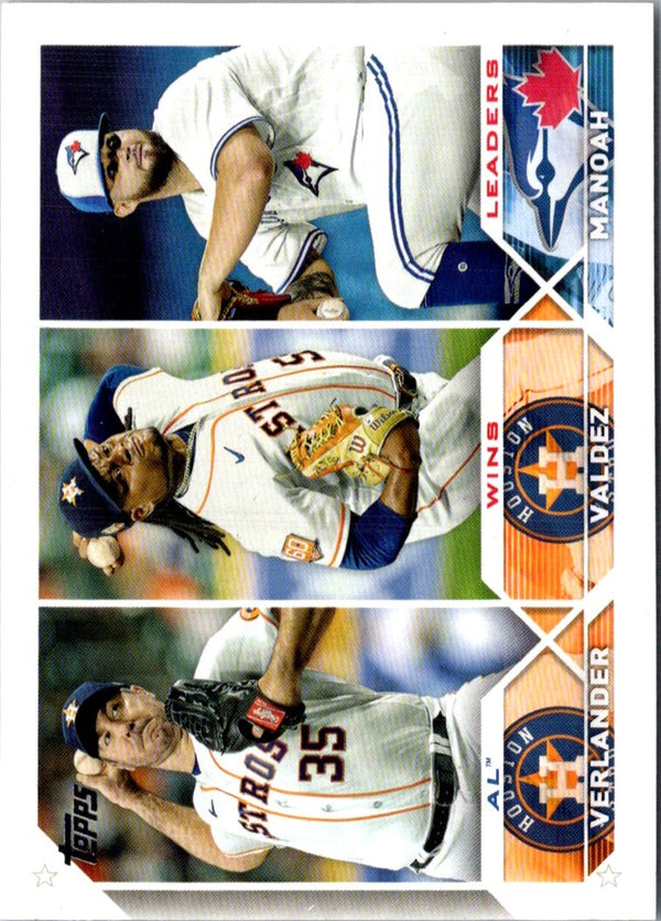 2023 Topps AL Wins Leaders (Justin Verlander/Framber Valdez/Alek Manoah) LL #82