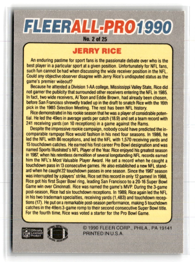 1990 Fleer All-Pro Jerry Rice