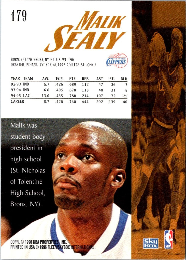 1995 SkyBox Premium Malik Sealy