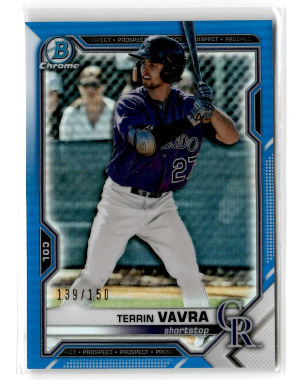 2021 Bowman Chrome Prospects Blue Shimmer Refractor Terrin Vavra #BCP-100 139/150