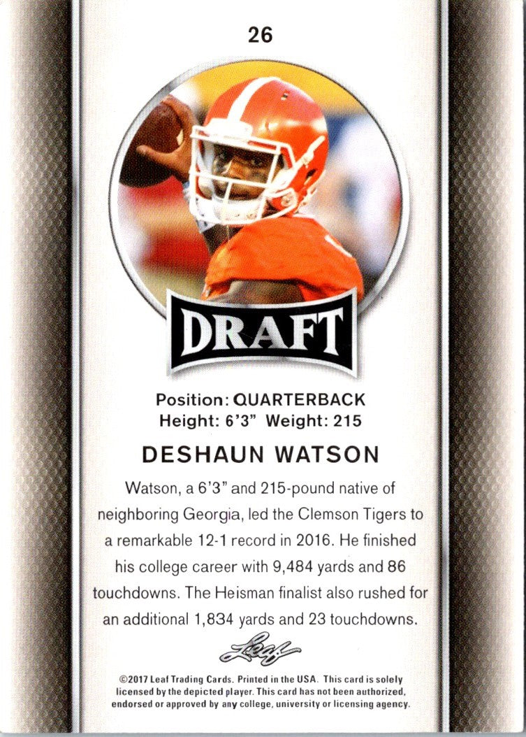 2017 Leaf Draft Gold Deshaun Watson