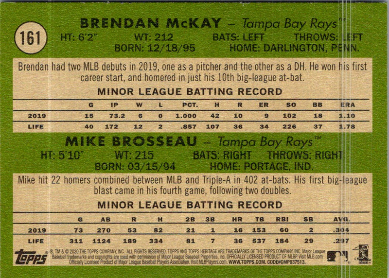 2020 Topps Heritage Brendan McKay/ Mike Brosseau