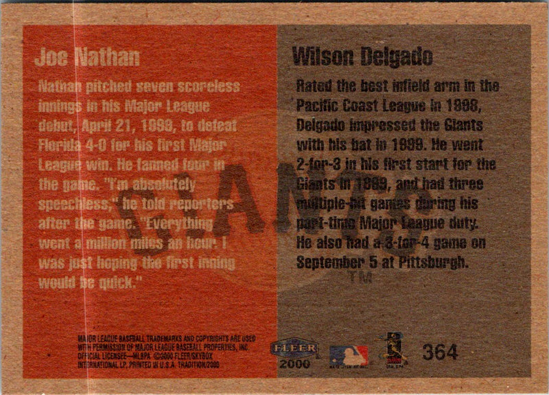 2000 Fleer Tradition Joe Nathan/Wilson Delgado