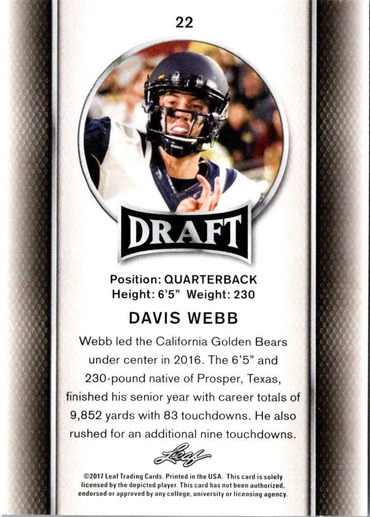 2017 Leaf Draft Davis Webb