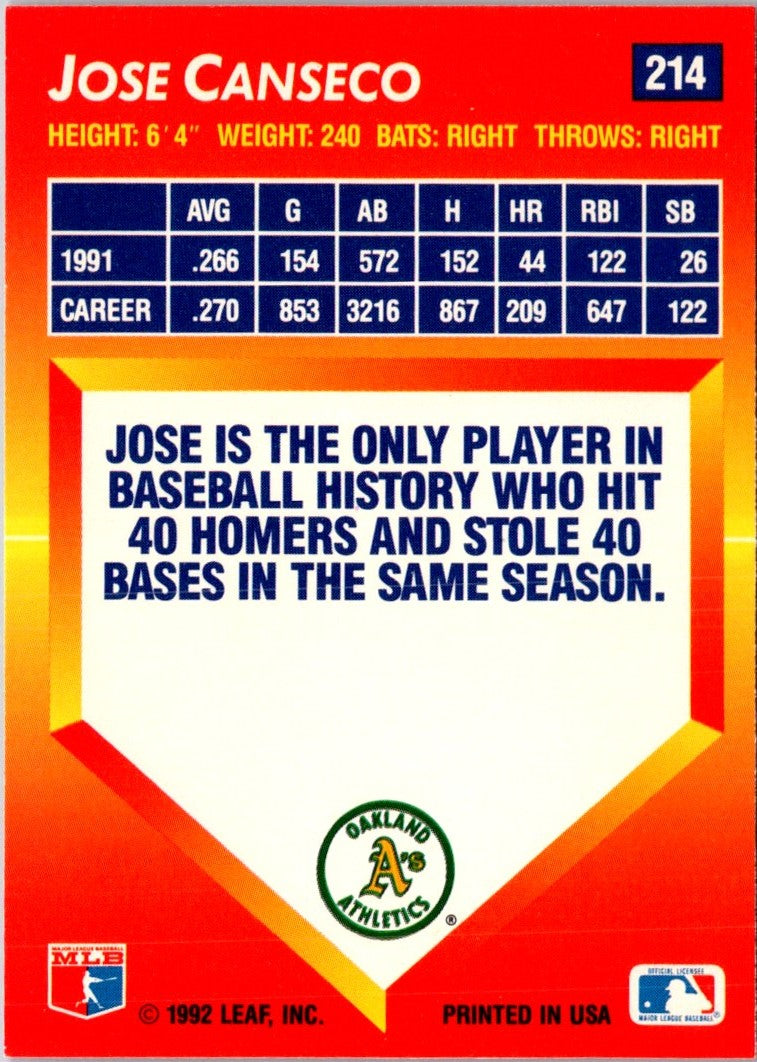 1992 Triple Play Jose Canseco