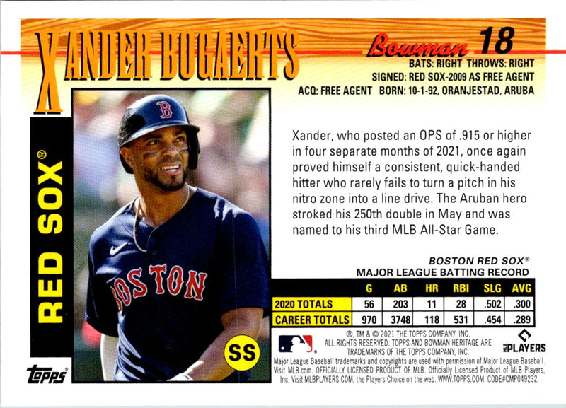 2021 Bowman Heritage Xander Bogaerts