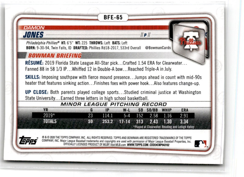 2020 Bowman 1st Edition Damon Jones