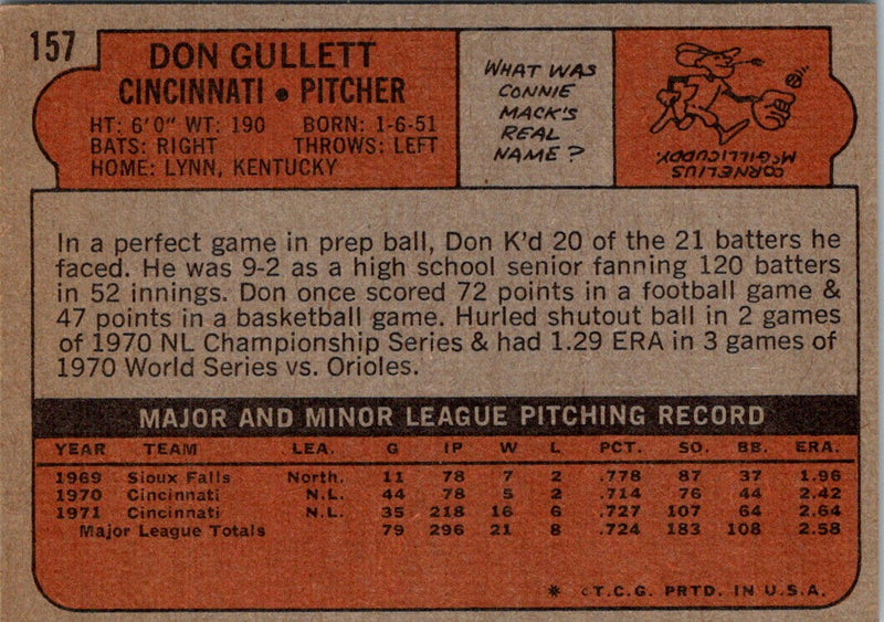 1972 Topps Don Gullett