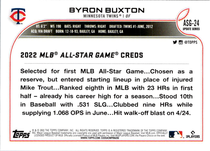 2022 Topps Update 2022 MLB All-Star Game Byron Buxton