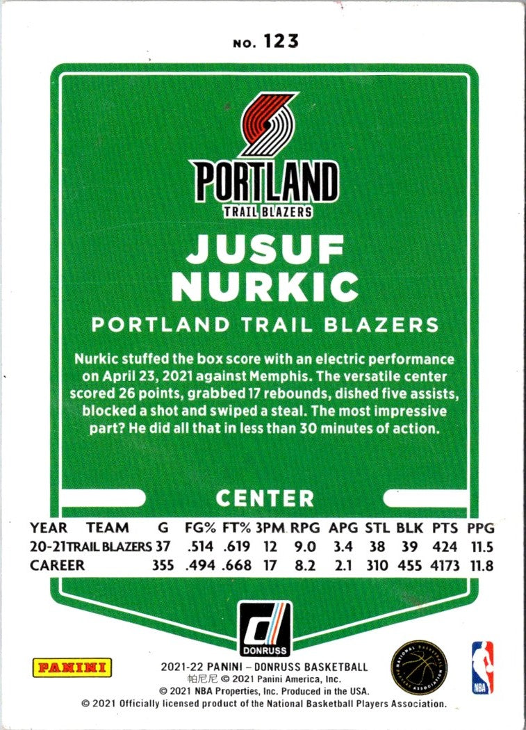 2021 Donruss Holo Red and Gold Laser Jusuf Nurkic