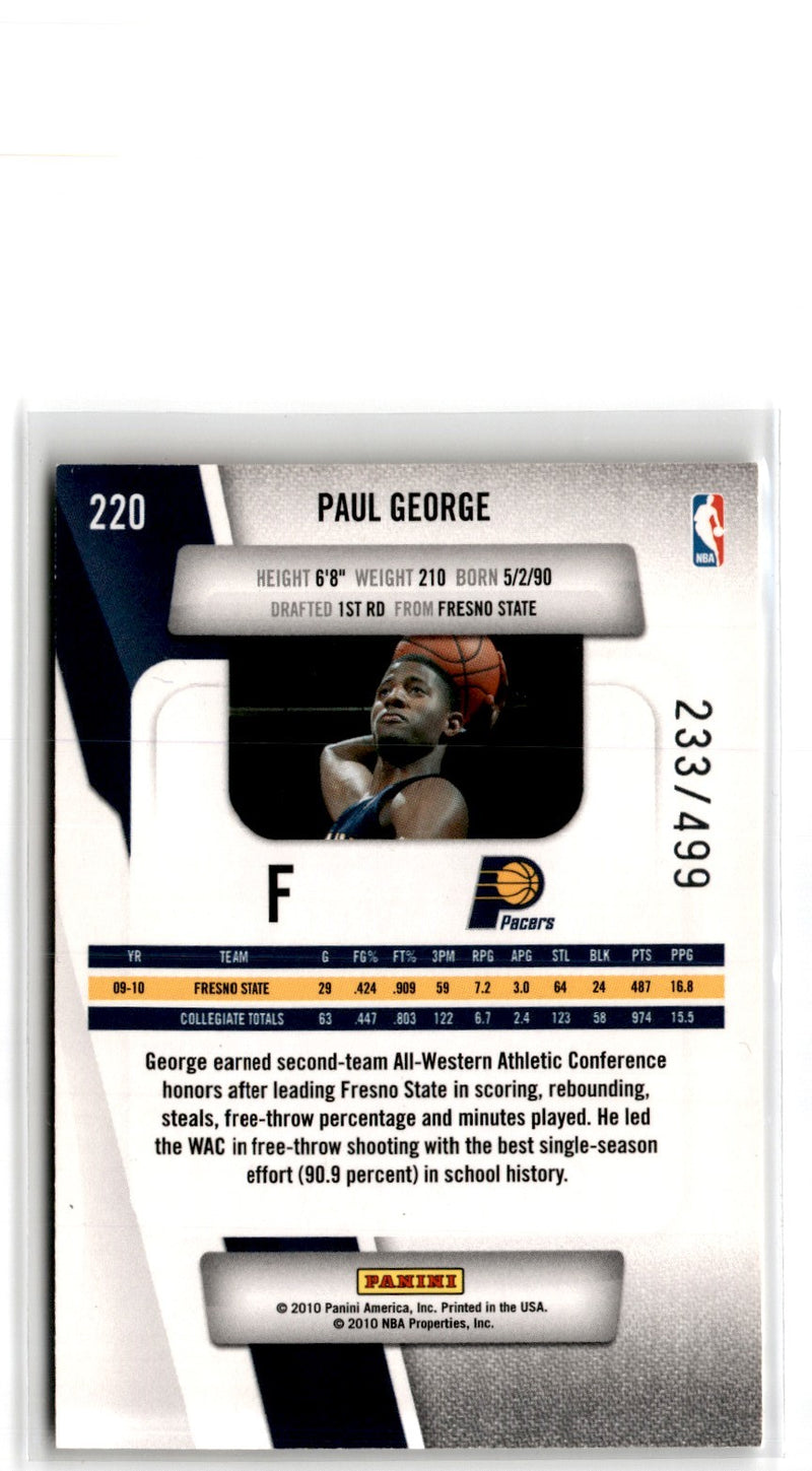 2010 Panini Prestige Bonus Shots Orange Paul George