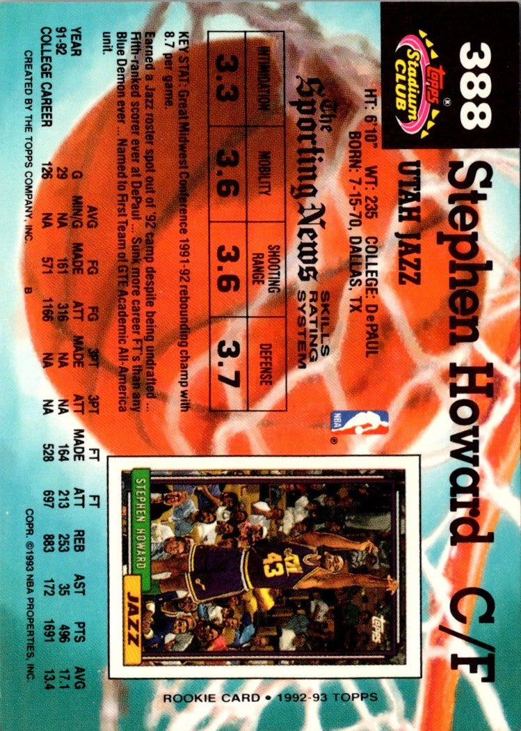1992 Stadium Club Stephen Howard