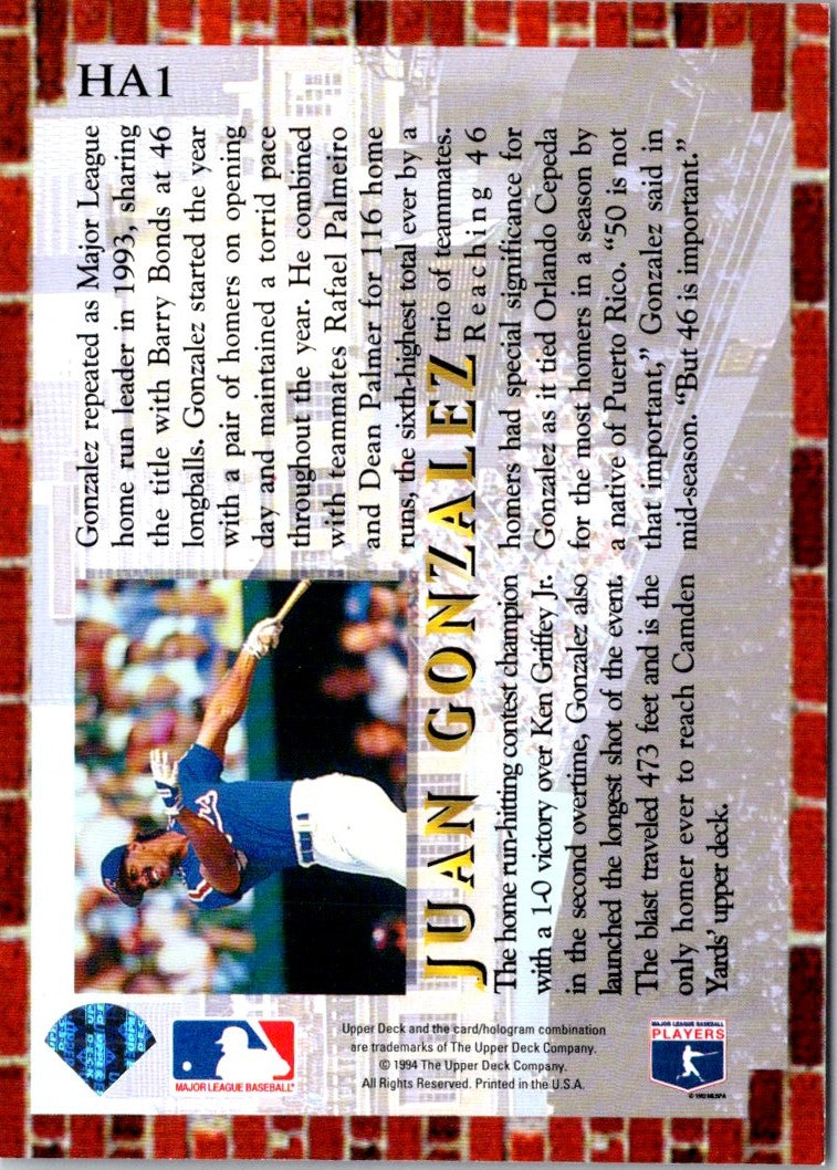 1994 Collector's Choice Home Run All-Stars Juan Gonzalez