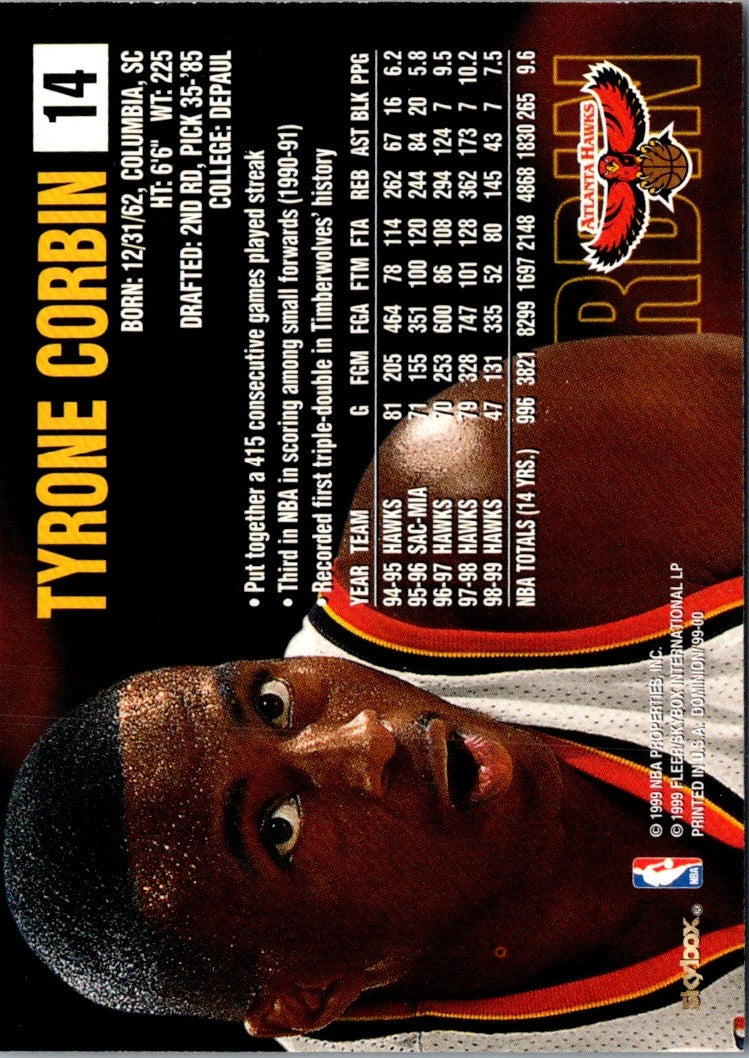 1999 SkyBox Dominion Tyrone Corbin