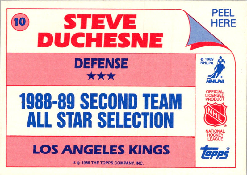 1989 Topps Sticker Inserts Steve Duchesne