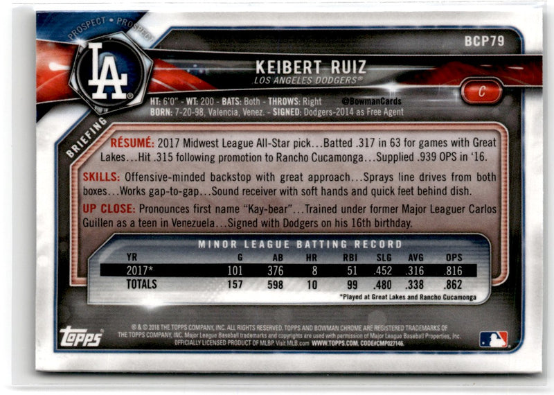 2018 Bowman Chrome Prospects Keibert Ruiz