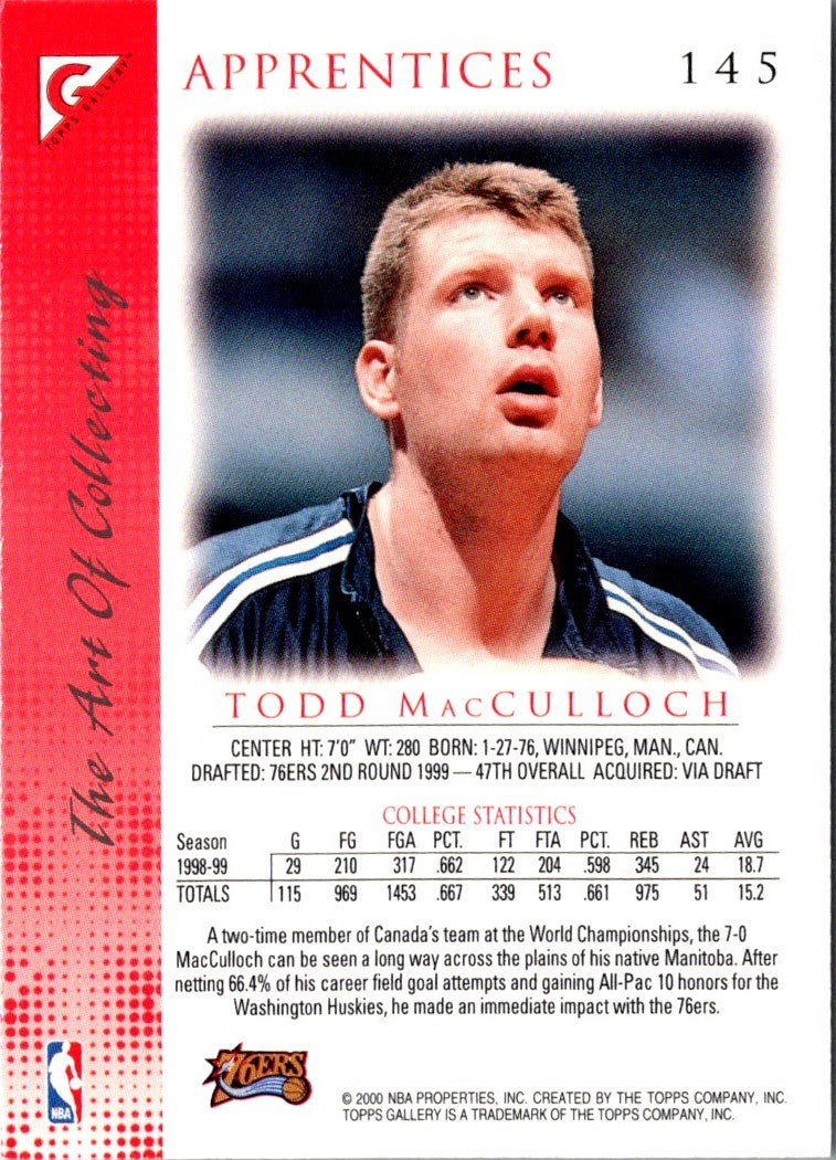 1999 Topps Gallery Todd MacCulloch