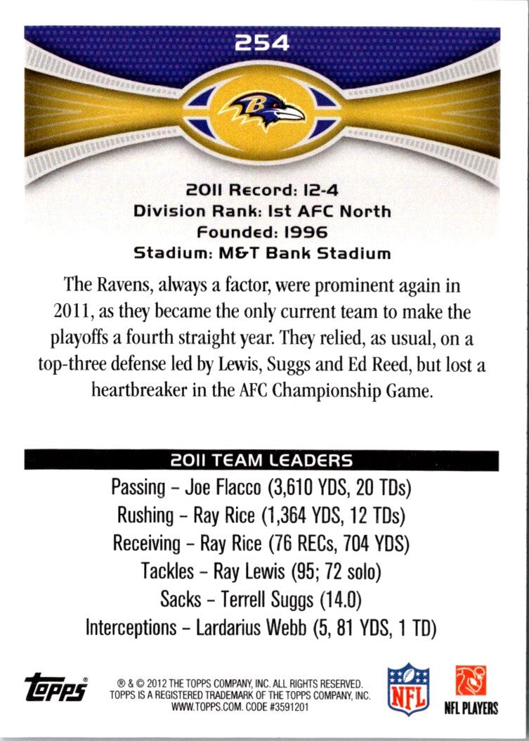 2012 Topps Baltimore Ravens: Ray Rice