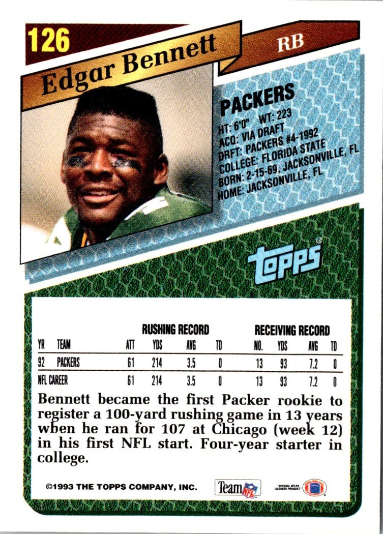 1993 Topps Edgar Bennett