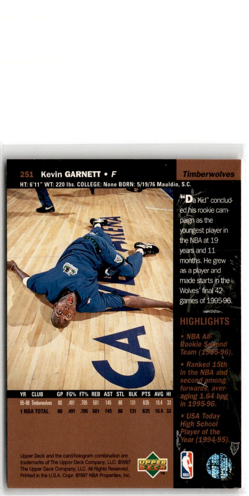 1996 Upper Deck Kevin Garnett