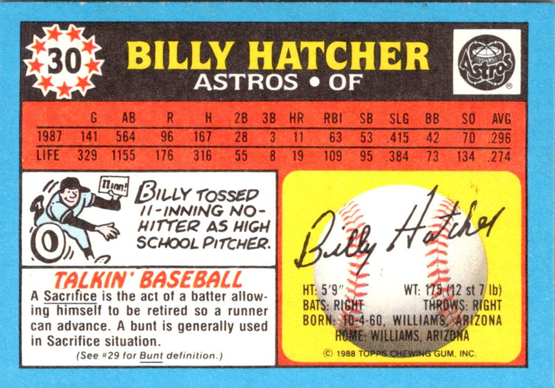 1988 Red Foley Stickers Billy Hatcher