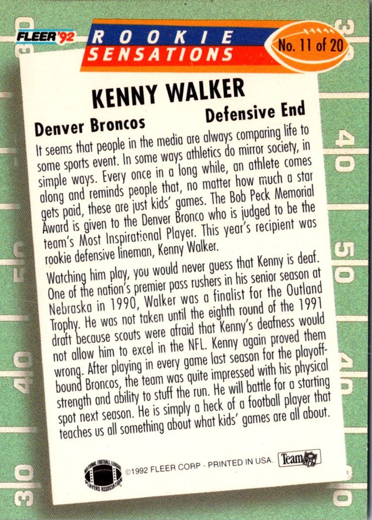 1992 Fleer Rookie Sensations Kenny Walker