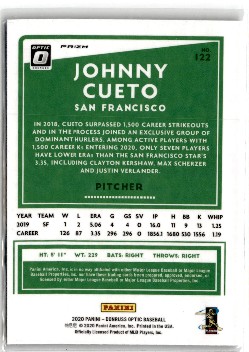 2020 Donruss Optic Johnny Cueto