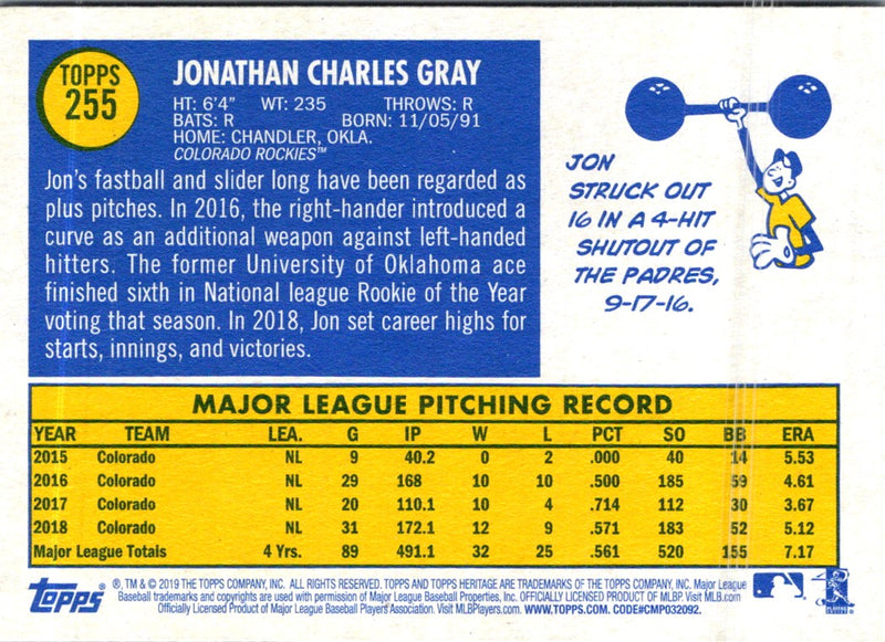 2019 Topps Heritage Jon Gray