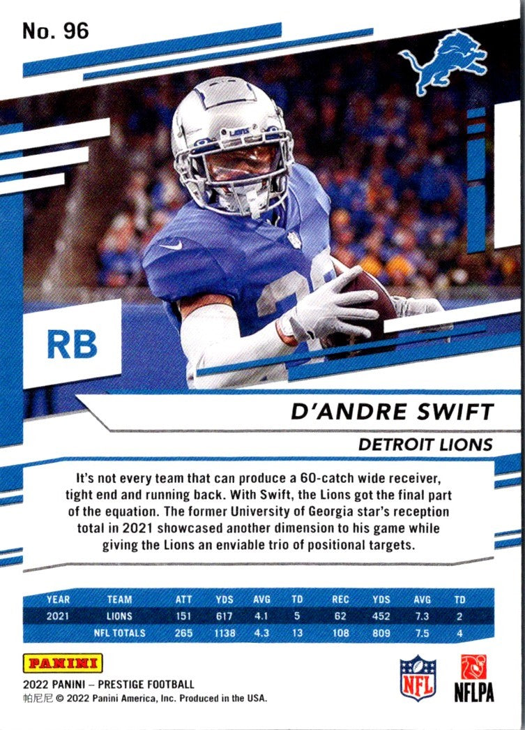 2022 Panini Prizm Blue D'Andre Swift