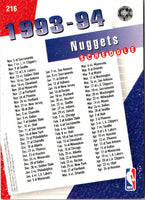 1993 Upper Deck Denver Nuggets #216