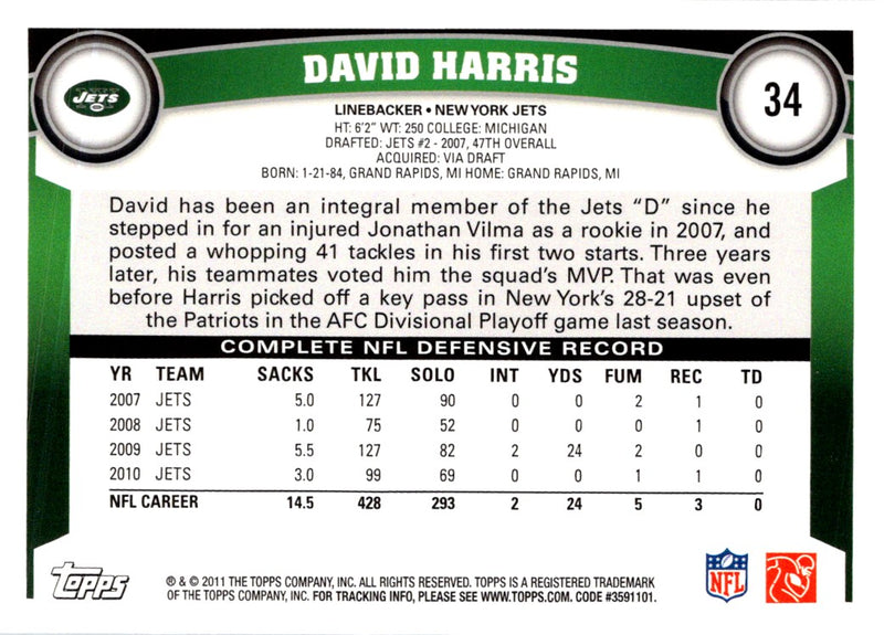 2011 Topps David Harris