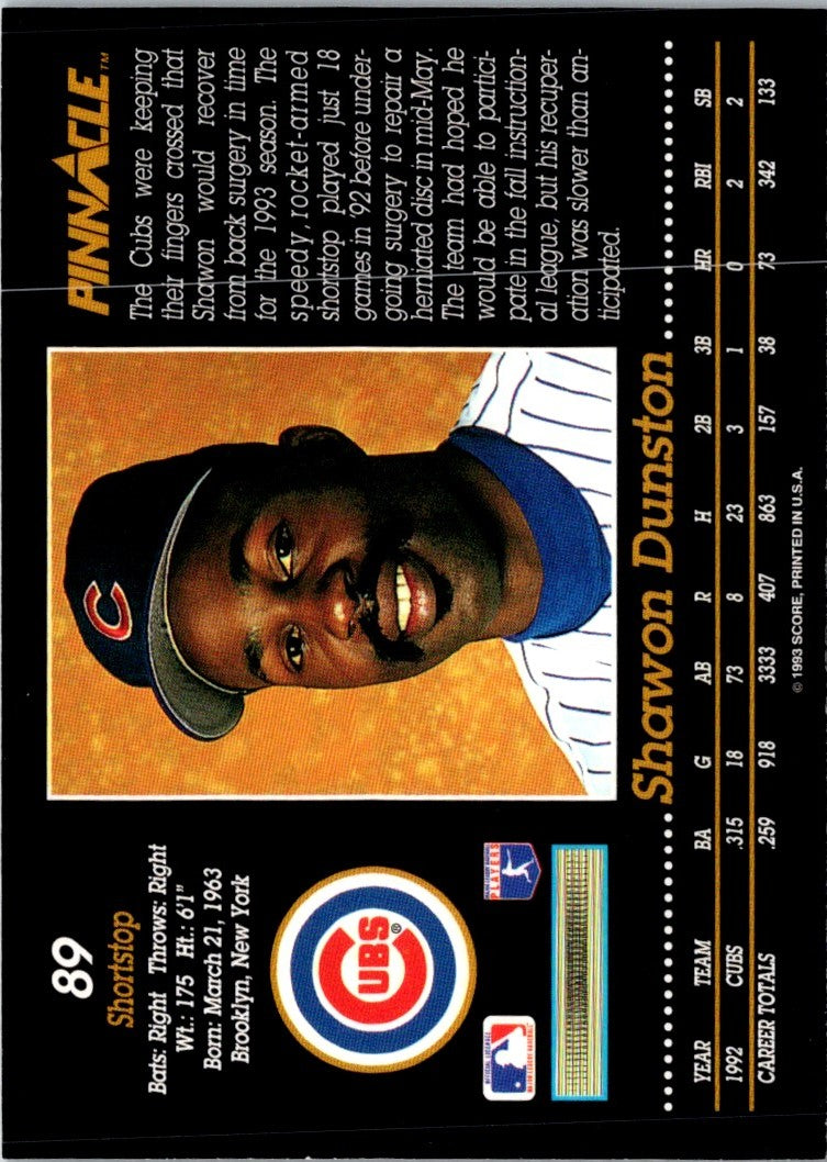 1993 Pinnacle Shawon Dunston
