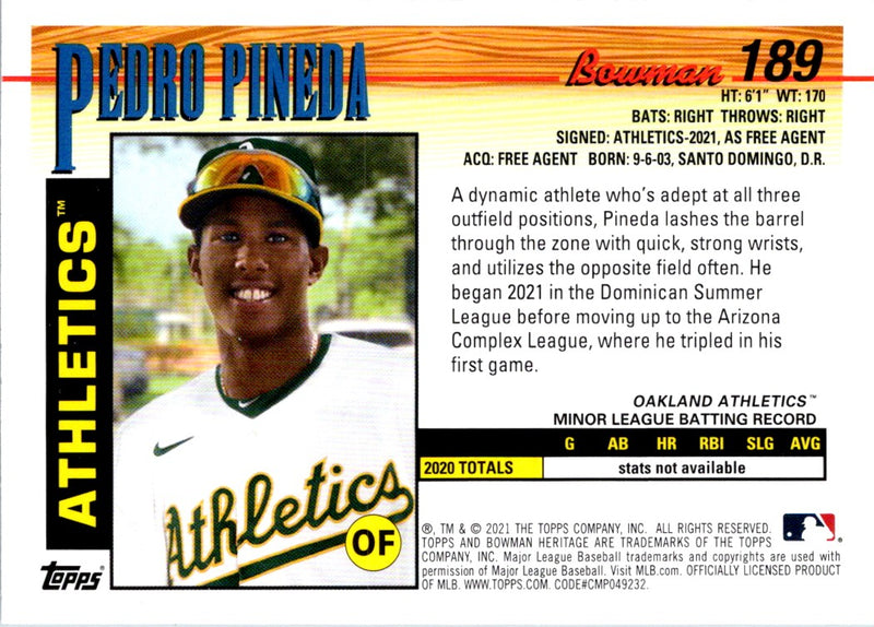 2021 Bowman Heritage Pedro Pineda